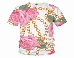 Men039s TShirts Funko Mode Grande Fleur Rose Avec Chaîne En Or T-shirt Imprimé En 3D Pour Menwomen T-shirt À Manches Courtes Garçon Fille Cl8980085