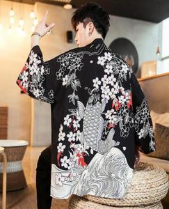 Men039s T-shirts Mannen Lente Zomer Japanse Kimono Vest 3D Trenchcoat Chinese Hanfu Mannelijke Vintage Jas Casual Losse Doek4868592