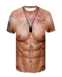 Men039s Tshirts Men39s 3D COOL MUSCLE ABS T-shirts drôles en vrac plus taille Slim Fit Sports Tops 6xlmen039S9127560