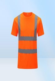 Men039s T-shirts Reflecterende veiligheid T-shirt met korte mouwen Hoge zichtbaarheid Road Work Tee Top Hi Vis Workwear1098672