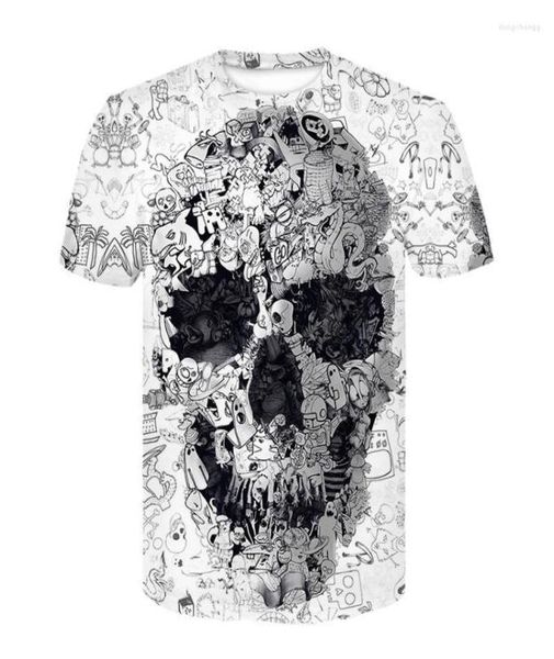 Men039s Camisetas Camiseta con calavera Hombres Camiseta con esqueleto Camiseta punk rock Camisetas con pistola Impresión 3D Ropa gótica vintage para hombre Verano To5202874