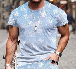 Men039s T-shirts Sportkleding Men39s Winter Sneeuwvlok Patroon Harajuku Oversized T-shirt Zomer Straat Casual Trainingspak Korte 4037068