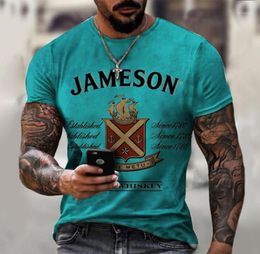 Men039s tshirts Summer Street Jameson Irish T-shirt mode Fashion Short Tees mâle 3D Tops surdimensionnés imprimés Pullover Graphic T9161079