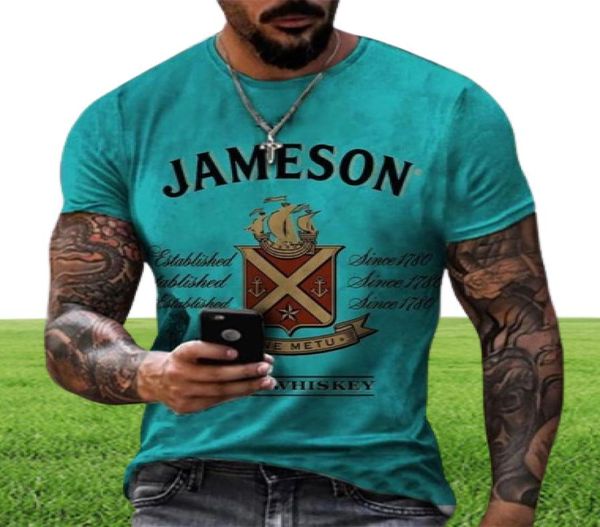 Men039s tshirts Summer Street Jameson Irish T-shirt mode Fashion Short Tees mâle 3D Tops surdimensionnés Tops graphiques T1713860