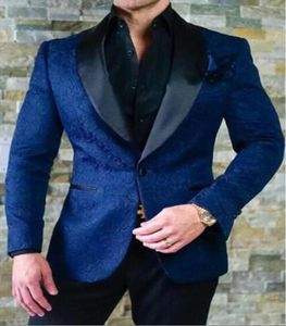 Men039s Tux 2019 Dernier manteau pantalon smoking Blue Men Marid Mariage Slim Fit 2 Pieds Tuxedos Double Points Groom Formal Prom Blazer9219940