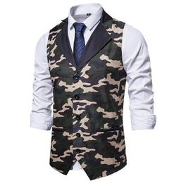 Men039s chalecos traje vintage para hombres delgados camuflaje estampado chaleco chaleco de boda colete homem vestina formal 3xl1554408