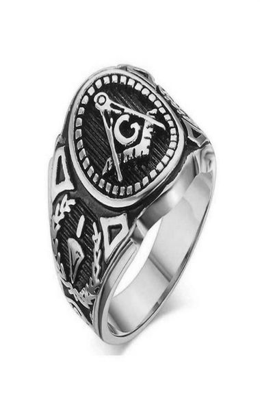 Men039s vintage Masonic Ring Mason Symbole Member Gold en acier inoxydable Punk Mason Bijoux Taille 7 14254U4357307