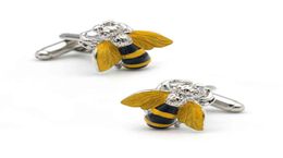 Men039s boutons de manchette guêpe couleur jaune abeille Design qualité cuivre matériel boutons de manchette de mode vente au détail entière G1126310A6114398