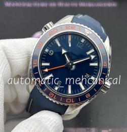 Men039s horloge 44 mm volautomatische rubberen band nauwkeurigheid unidirectionele keramische roterende spiegel dubbel lichtgevend saffierglas 7290201