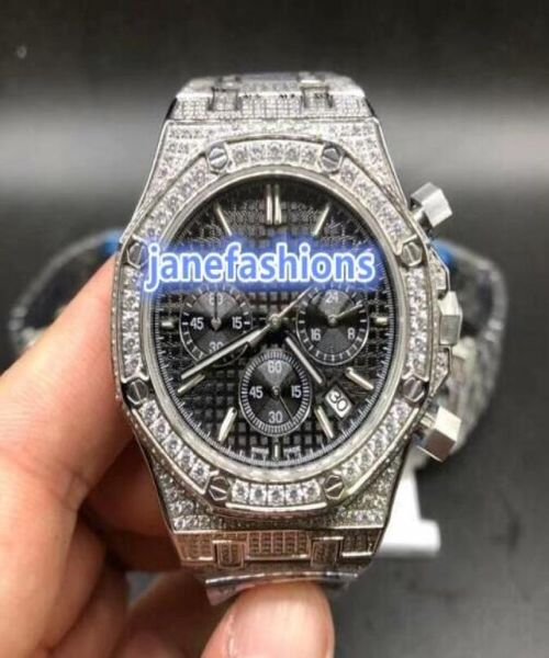 Men039s Watch Silver Diamond Fashion Boutique Regarder VK Quartz Chronograph Watches 3364240