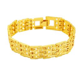 Men039s relógio largo fivela 24k placa de ouro link corrente pulseiras jsgb134 moda presente de casamento masculino amarelo banhado a ouro bracelet2333586