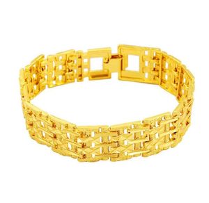 Men039S brede horloge Buckle 24k gouden plaat link ketting armbanden JSGB134 mode bruiloft cadeau mannen geel goud vergulde armband2397641