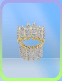 Men039s Femmes Mode Dents Grillz Plaqué Or 18 Carats Macro Pave CZ Icedout Grillz Ensembles Haut et Bas Hiphop Grillzs Bling Blin6314340