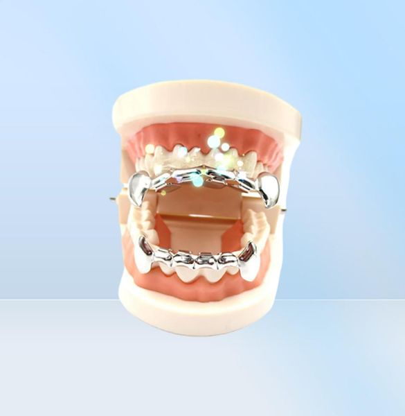 Men039s Mujeres Fashion dientes Grillz Top e inferior Juego de colmillos Hiphop Gold Dientes postizos de oro Silver Black Rosegold Va4194311