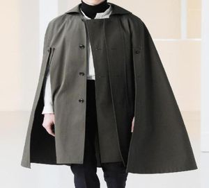 Men039S Wol Blends Mens Wollen Cashmere Cape Dikke sjaaljas Rapel Lange mantel Gothic Outsed Weer Hoge kwaliteit Leger Zwart Gray7413699