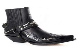 Men39S Fashion Cowboy Western Boots Vintage Men Faux Leather Pointed Teen Boots Punk Shoes Mid Heel enkel laarzen 2207279342799