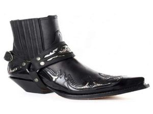 Men39S Fashion Cowboy Western Boots Vintage Men Faux Leather Pointed Teen Boots Punk Shoes Mid Heel enkel laarzen 2207277317163