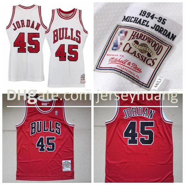 HommeChicagoBulls 45 MichaelJ0rdanMitchell Ness Blanc 1994-95 Maillot Authentique Domicile