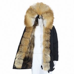 menina BONITA 2023 imperméable hommes naturel réel Racco renard manteau de fourrure col à capuche LG Parka veste d'hiver chaud streetwear nouveau d4xO #