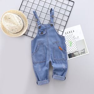 Menoea Niños Niñas Ropa de mezclilla Otoño Estilo Patchwork Niños Jeans Algodón Bebé Niña Mono Casual Suelto Monos Ropa 201128