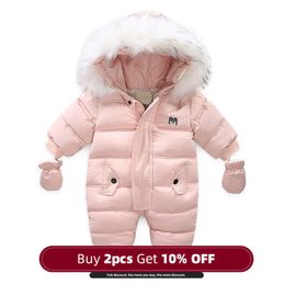 Menoea nouveau-né bébé vêtements tout-petits garçons hiver épais barboteuses infantile à manches longues costume manteau plus velours enfant en bas âge barboteuse 6-18M LJ201023