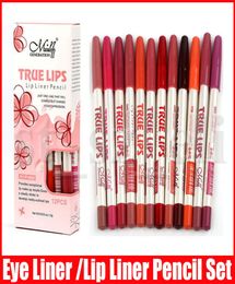 Menow 12 kleuren sexy eyeliner lipstick multifunctionele lipliner lip voering potlood matte naakt lipsliner pen set schoonheid make -up tool1825864