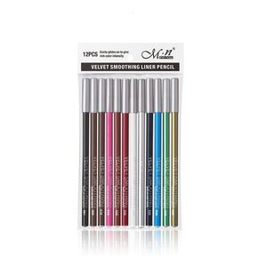 Menow 12 unids/set 12 colores cuidado hidratante delineador de ojos lápiz delineador de ojos lápiz de maquillaje sombra de ojos impermeable