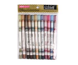 Menow 12pcspack 2 en 1 crayon eyeliner coloré 12 couleurs crayon à lèvres longlasting maquillage imperméable