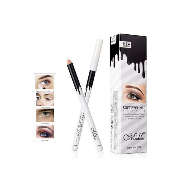 MENOW marque maquillage bois soyeux cosmétique blanc Eyeliner crayon ver à soie surbrillance stylo 12 pièces/ensemble imperméable Eye Liner BJ