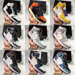 Mens 1 Chaussures de basketball Turbo Green High High Og 1S Femmes Bannied Bred Chicago Black Toe Court Purple Storm Blue Unc Premium Sneakers