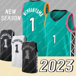 Maillots de basket-ball Victor Wembanyama pour hommes # 1 2023 Maillot de la nouvelle saison