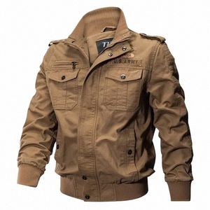 Mens 100% Cott chaquetas más el tamaño 5XL primavera otoño multi-bolsillo militar chaqueta de bombardero masculino casual fuerza aérea vuelo abrigo masculino a3WT #