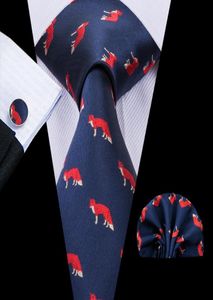 Hommes 100 cravate en soie bleu foncé plus figure de loup rouge réunion d'affaires fête de mariage décontracté fête cravate Jacquard tissé N30383436907