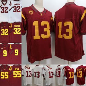 Camiseta de fútbol para hombre 13 Caleb Williams USC Trojans cosida 9 JuJu Smith-Schuster 43 Troy Polamalu