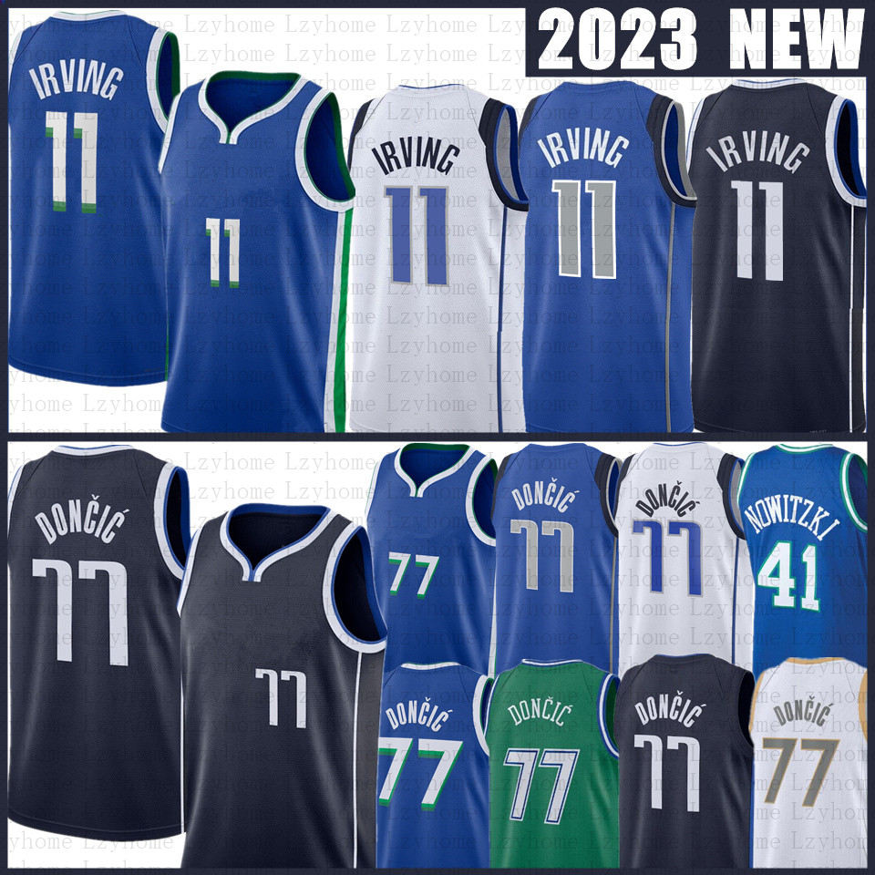 Luka Doncic Kyrie Irving Jerseys de basquete Dirk Nowitzki Maverick City 77 11 Azul Preto Edição Verde Jersey 2023 2024
