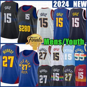 Nikola Jamal Murray Jokic Basketball Jersey Michael Porter Jr. Carmelo Anthony Allen Iverson Aaron Gordon Dikembe Mutombo 2024 2023 City Blue Retro Shirt 15 27