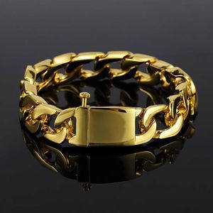 Bracelets à maillons cubains en alliage de Zinc plaqué or 18 carats pour hommes, 13mm, 20cm, Hip Hop, bijoux à la mode, Whos2639