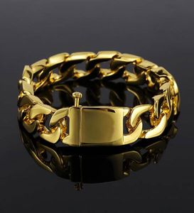 Bracelets à maillons cubains en alliage de Zinc plaqué or 18 carats pour hommes, 13mm, 20cm, Hip Hop, bijoux à la mode, Whos5878379