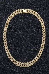 Heren 14K Goud Iced Out Miami Cuban Link Chains Hip Hop Jewelry Bling Rhinestone Hoge kwaliteit 18inch 20inch 24inch Chain Gold Silve2253132