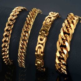 Heren 14k Geel Goud Mannelijke Armband Braslet Kleur Armband Dikke Cubaanse Ketting Link voor Man 8YR9