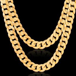 Collar de cadena cubana italiana de oro amarillo de 14k 14k