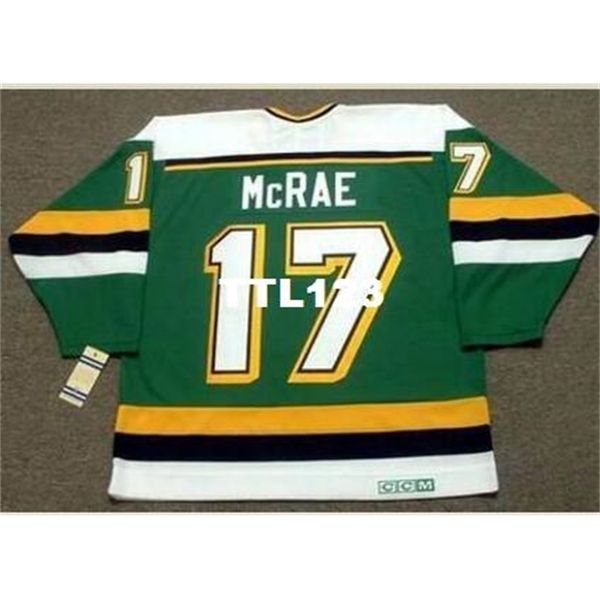 Mens # 17 BASIL McRAE Minnesota North Stars CCM Vintage RETRO Home Hockey Jersey ou personnalisé n'importe quel nom ou numéro rétro Jersey