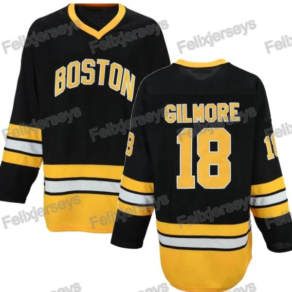 Mens 18 Happy Gilmore Boston Movie Hockey Jersey Número de doble costura Nombre Logotipo Jerseys de hockey sobre hielo EN STOCK ENVÍO RÁPIDO S SHIPPG s HIPPG HIPPG