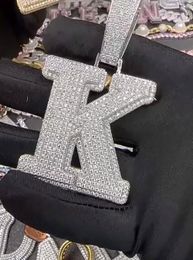 Mens 18K Gold plaqué A-Z Lettres initiales Colliers de pendentif Colliers Charme Hommes Femmes Zircon Hip Hop Bijoux avec 3 mm 24 pouces Gold Silver Corde Chain