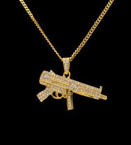 Hommes 18k en or argent plaqué glacé cz hiphop z84 mitrailleuse pistolet collier 3 mm 24quot collier de chaîne cubaine mode je7263413