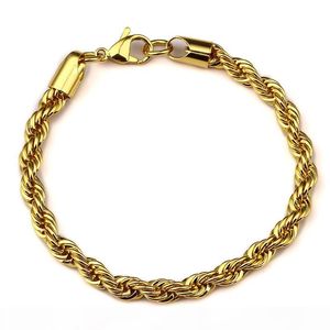 Bracelet de corde plaqué or 18 carats pour hommes Hip Hop Bling printemps 8.66 pouces femmes hommes bijoux avec anniversaire