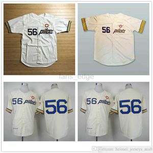 mens 1969 Seattle Pilots Jim Bouton Baseball Jersey Rétro Crème 56 Jim Bouton Chemises Vintage Pas Cher Cousu Équipe Haute Qualité