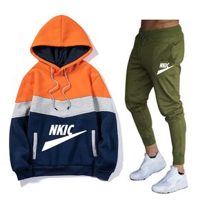 Hommes 2 pièces marque survêtement survêtement rue décontracté hiver à manches longues thermique chaud évacuant l'humidité respirant épissure Fitness vêtements de sport S-3XL