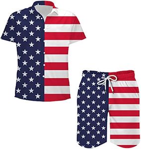 Heren 2-delige vintage shirts en shorts set 80s 90s outfit button-down strandpak sneldrogend voor retro zomerfeest