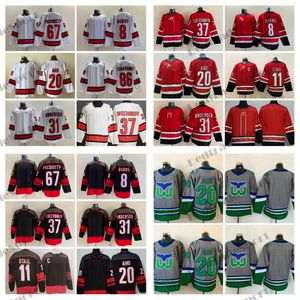 Hommes 20 Sebastian Aho Hockey''nHl Maillots 11 Staal 37 Andrei Svechnikov 86 Teuvo Teravainen 31 Frederik Andersen 8 Brent Burns 67 Max Pacioretty